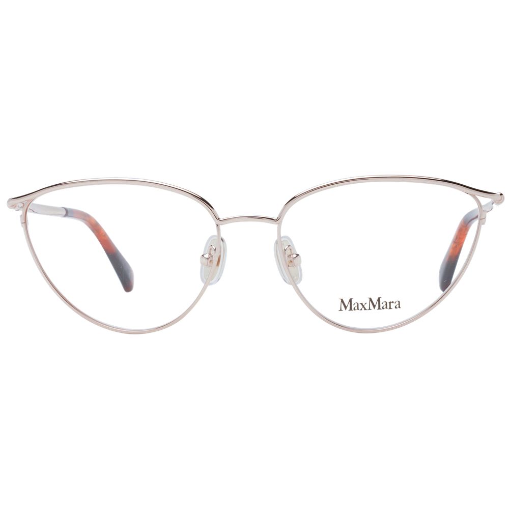 Max Mara rose gold metal glasses frames with clear lenses and sleek design for stylish eyewear.