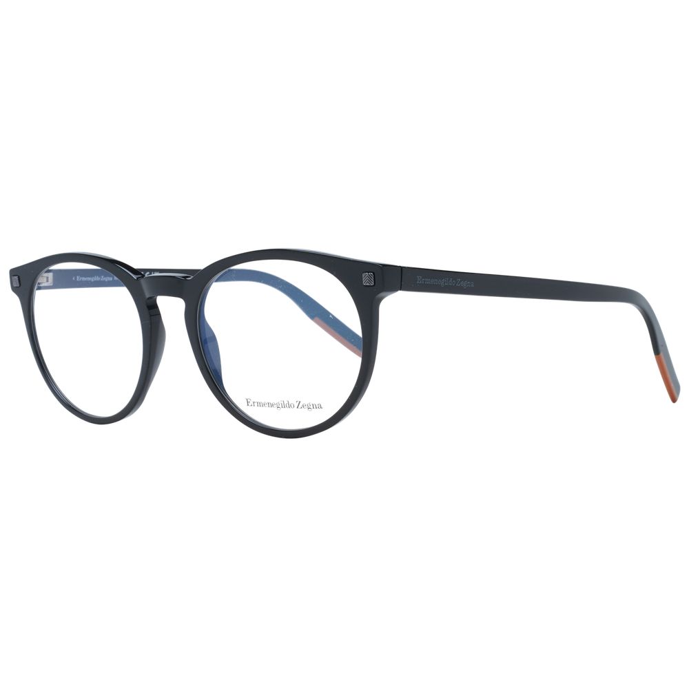Ermenegildo Zegna black plastic glasses frames with sleek design and clear lenses, stylish eyewear for men.