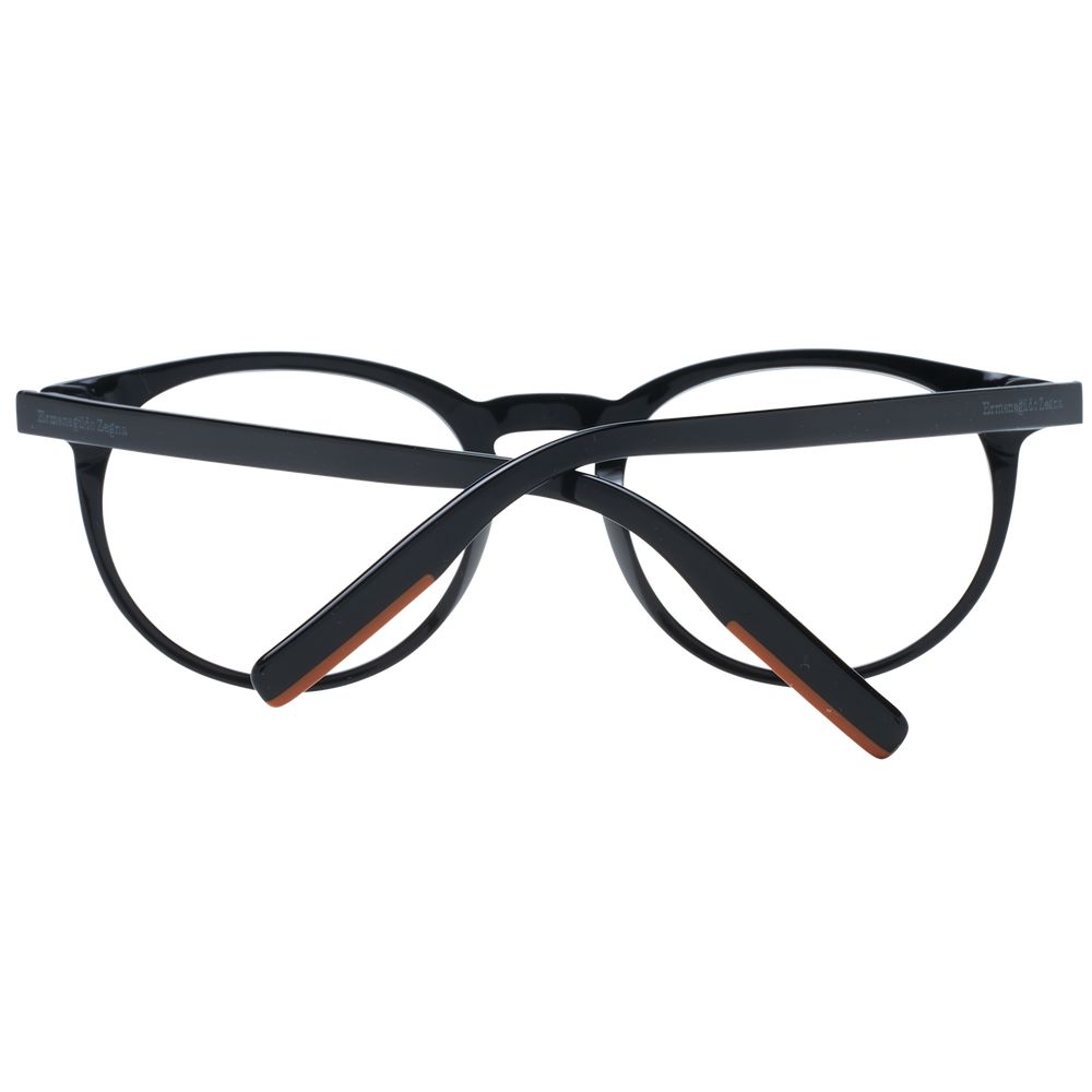 Ermenegildo Zegna black plastic eyeglass frames with sleek design and modern style, shown from front view.