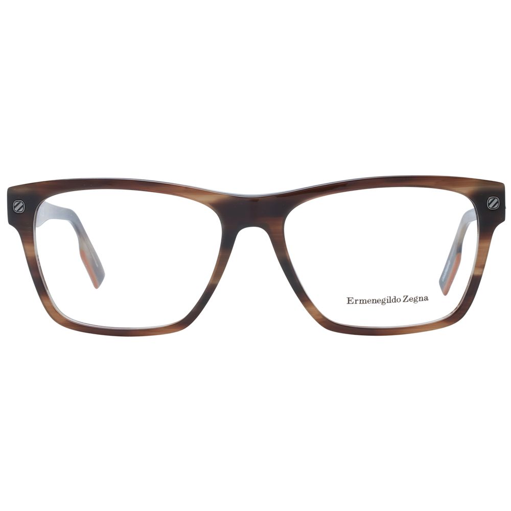 Ermenegildo Zegna Brown Plastic Glasses Frames