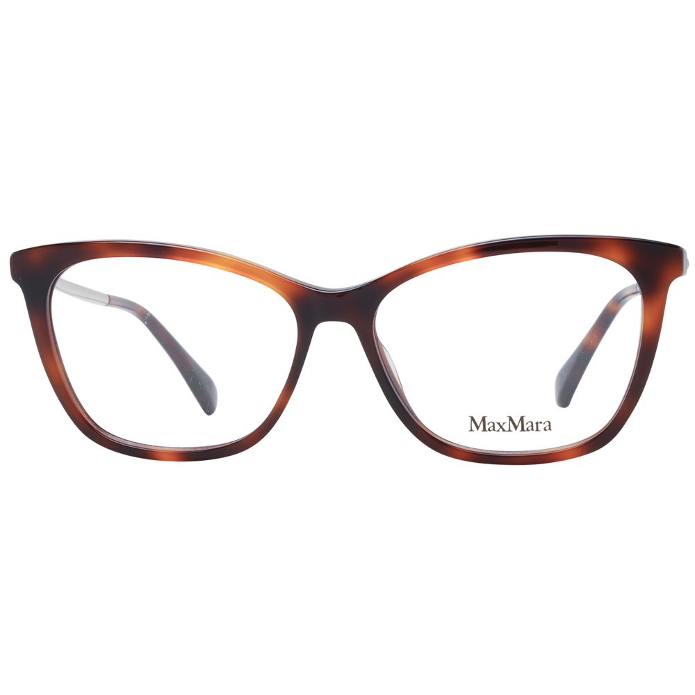 Max Mara brown plastic eyeglass frames with a sleek, modern design, styled for a sophisticated look.