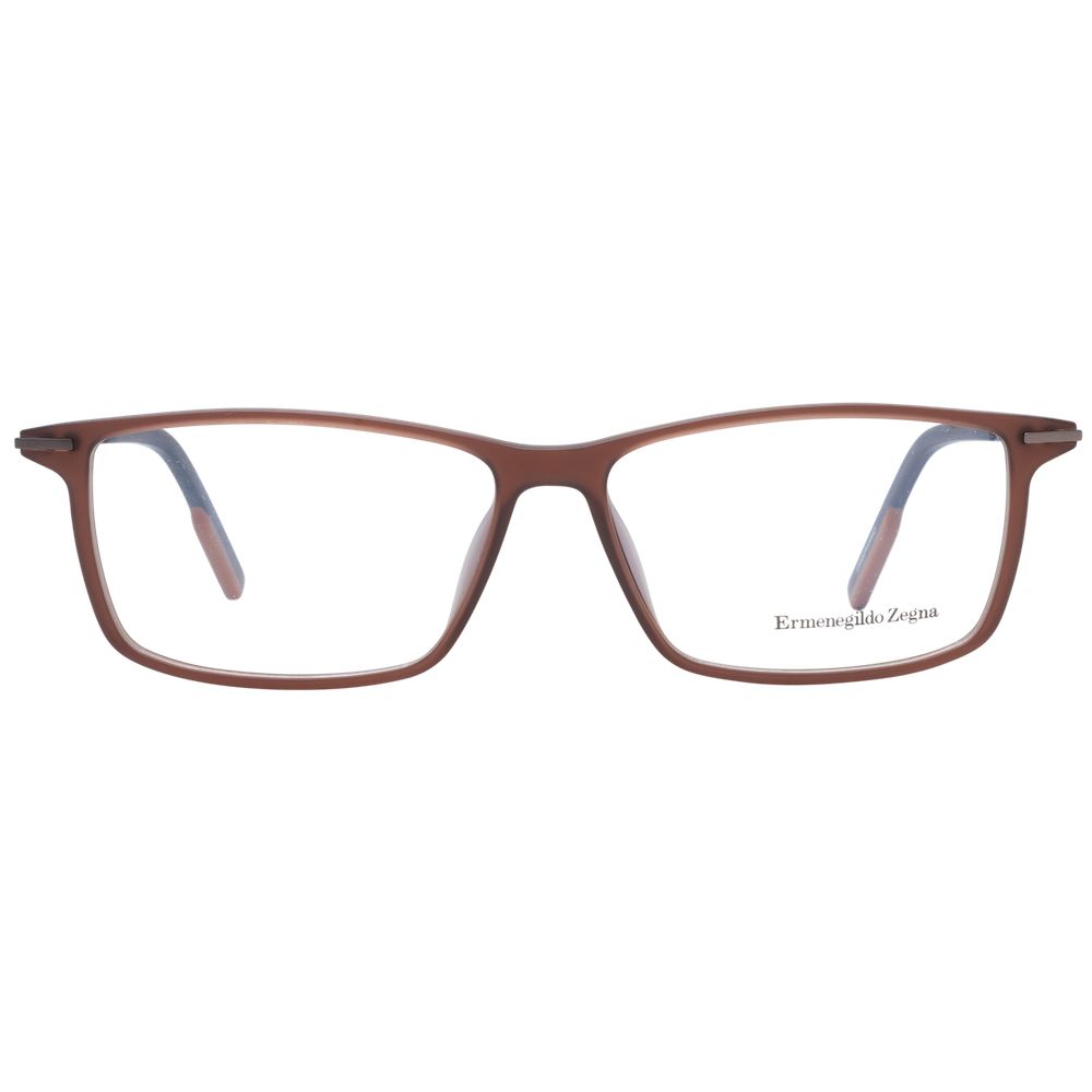 Ermenegildo Zegna Brown Plastic Glasses Frames