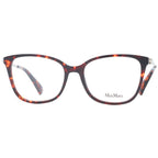 Max Mara brown plastic eyeglass frames with rounded rectangular shape and subtle detailing, designed for stylish eyewear.