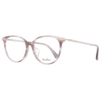 Max Mara pink plastic eyeglass frames with rounded design, stylish and lightweight for everyday wear.