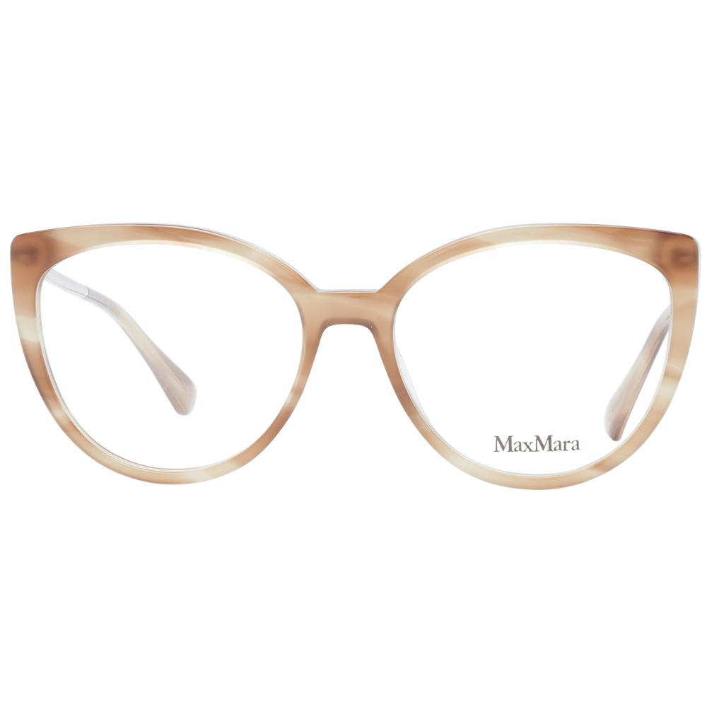 Max Mara brown plastic eyeglass frames with rounded edges and sleek design, suitable for everyday wear.