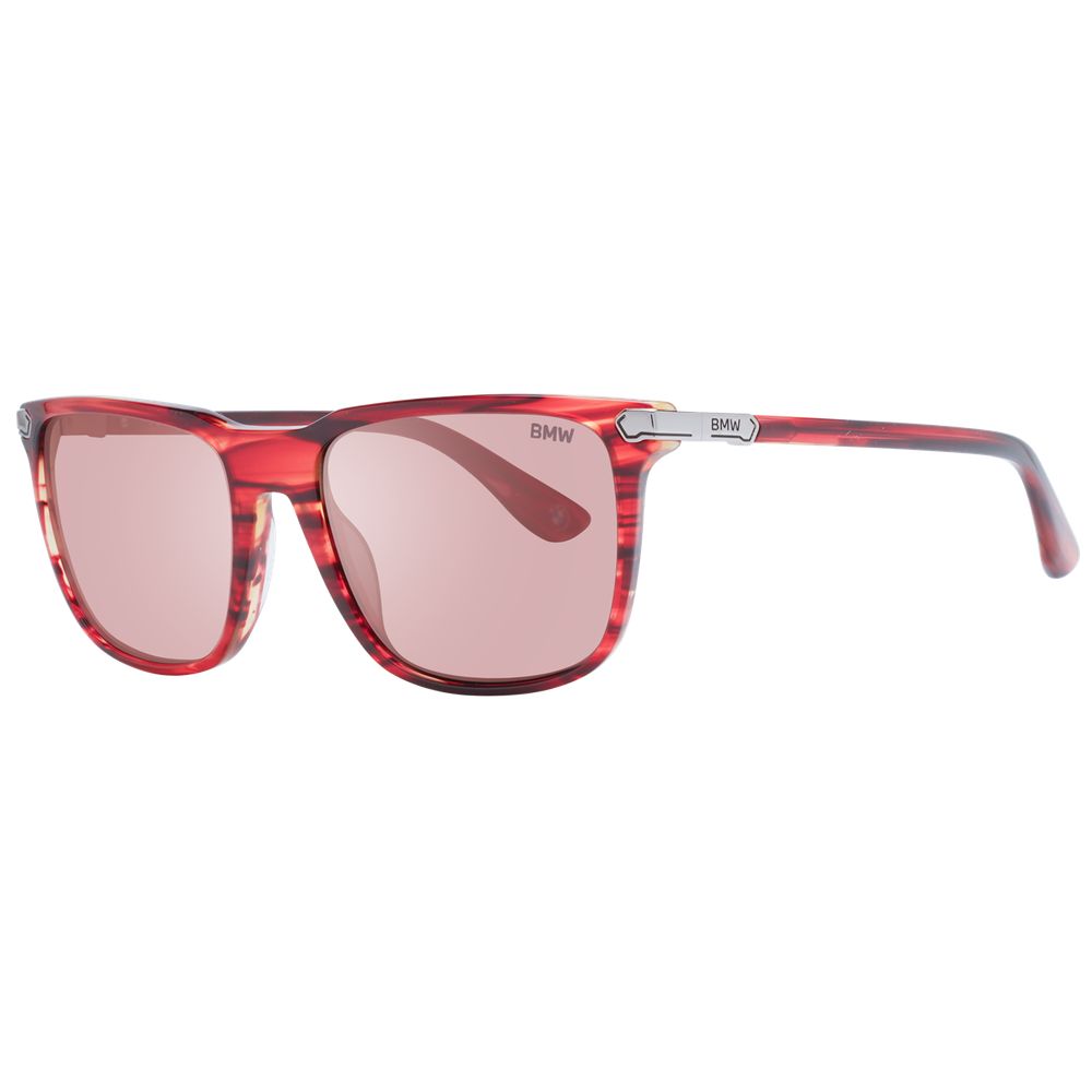 Red BMW plastic sunglasses with sleek frame and tinted lenses, stylish eyewear for casual wear.