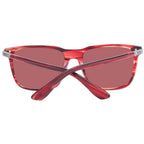 Red plastic BMW sunglasses with sleek frame and tinted lenses, stylish accessory for sun protection.