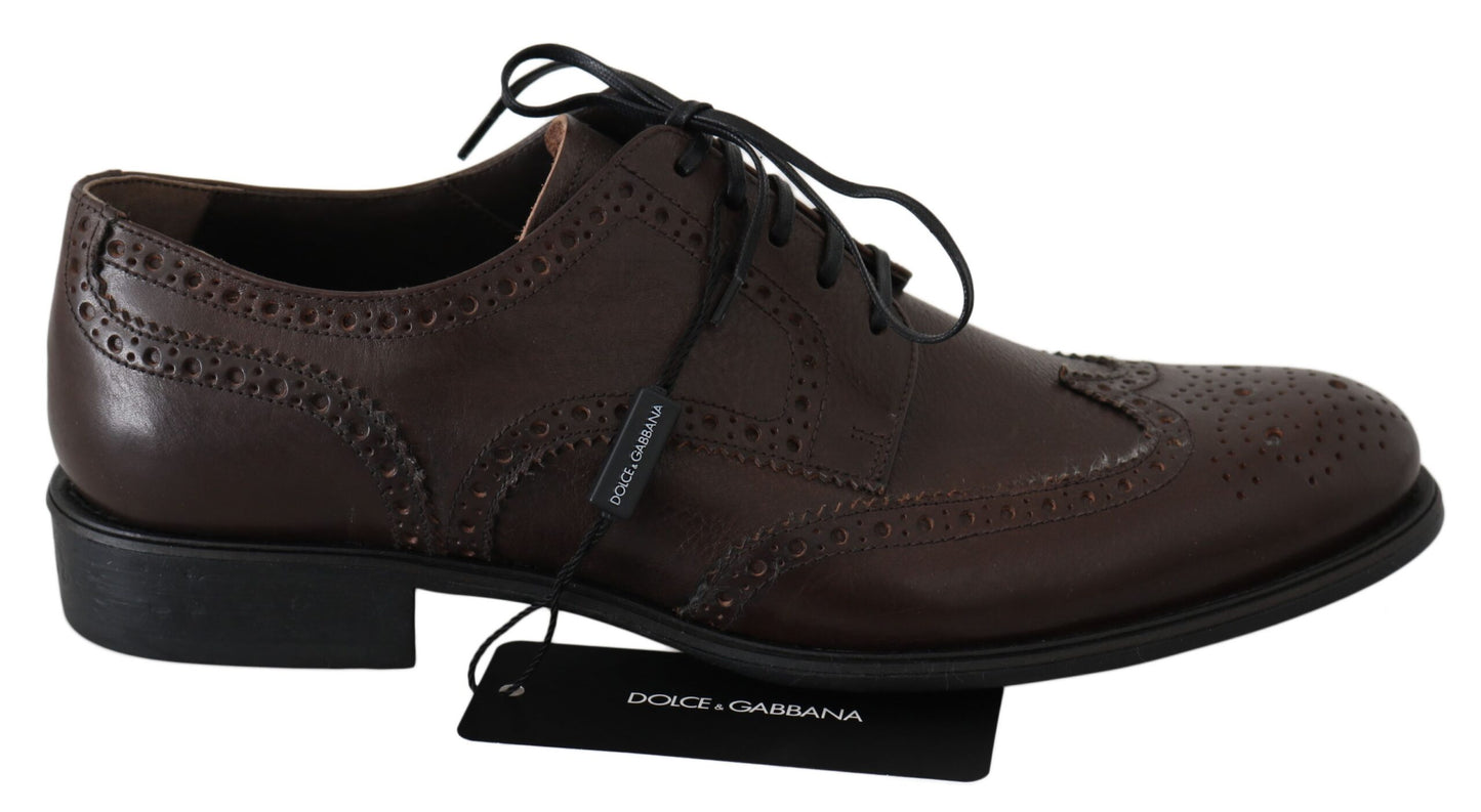 Dolce & Gabbana Brown Leather Brogue Derby Dress Shoes Dolce & Gabbana