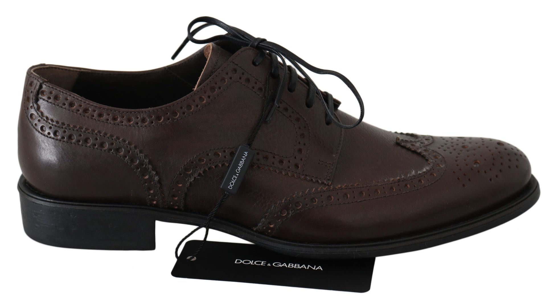 Dolce & Gabbana Brown Leather Brogue Derby Dress Shoes Dolce & Gabbana