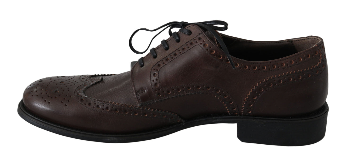 Dolce & Gabbana Brown Leather Brogue Derby Dress Shoes Dolce & Gabbana