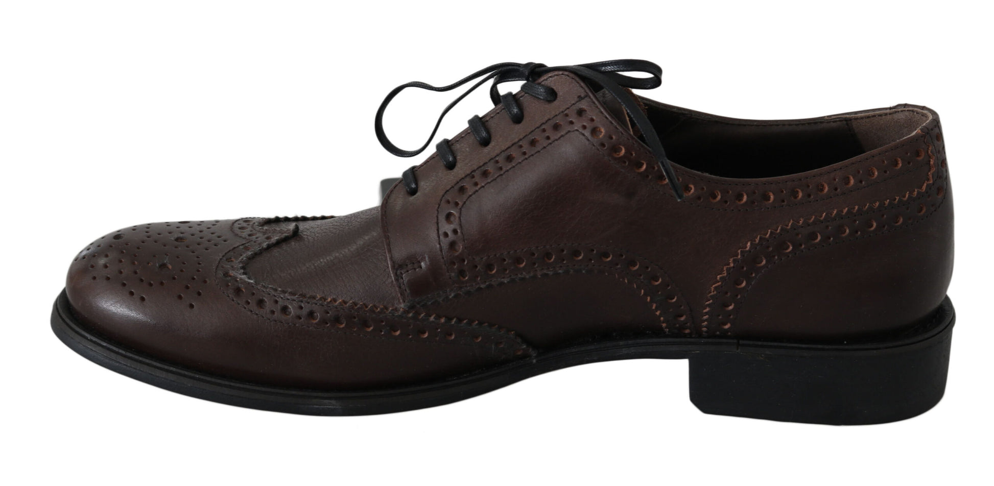 Dolce & Gabbana Brown Leather Brogue Derby Dress Shoes Dolce & Gabbana