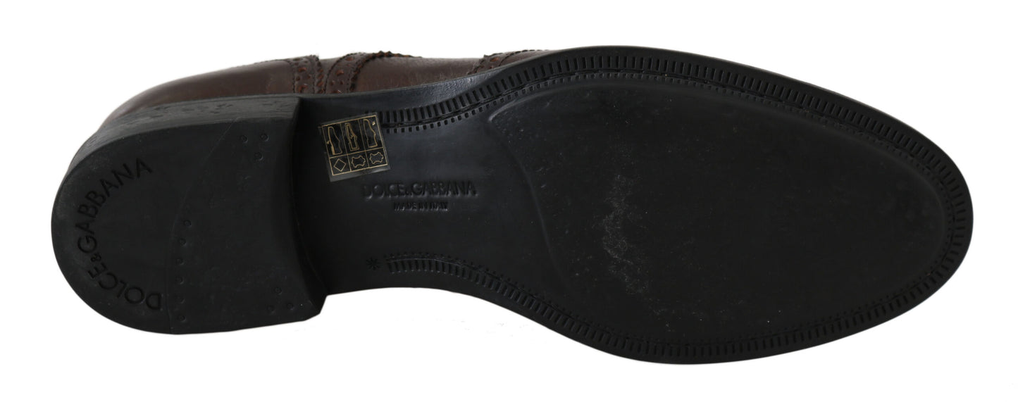 Dolce & Gabbana Brown Leather Brogue Derby Dress Shoes Dolce & Gabbana