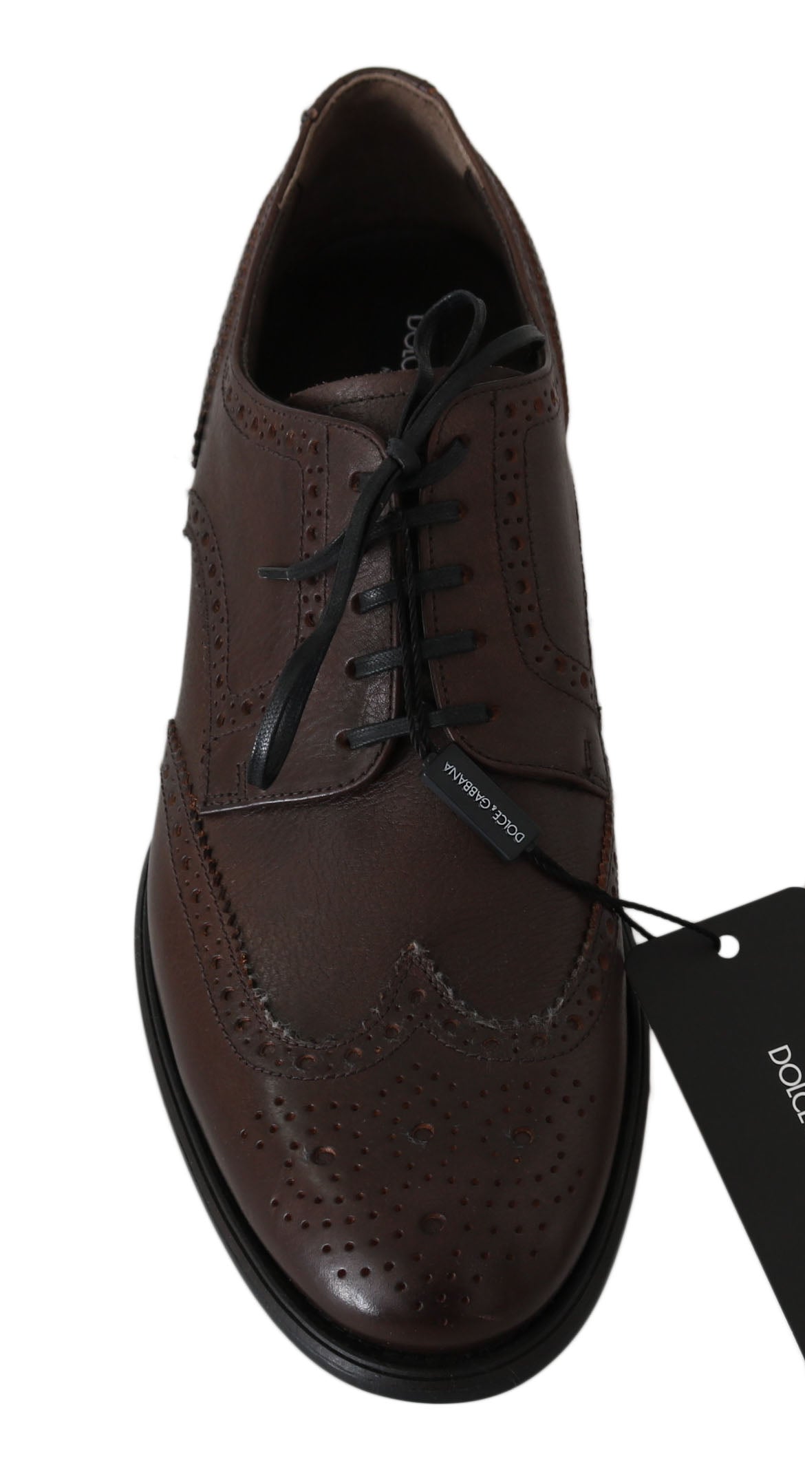 Dolce & Gabbana Brown Leather Brogue Derby Dress Shoes Dolce & Gabbana