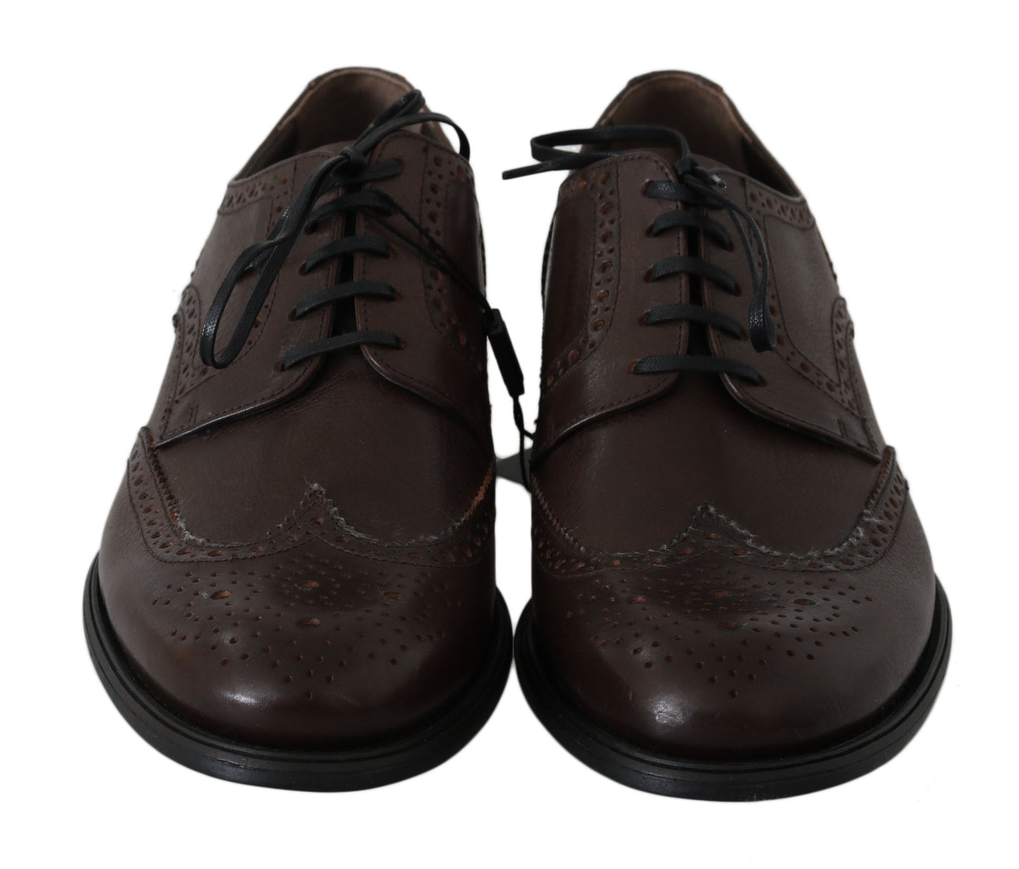 Dolce & Gabbana Brown Leather Brogue Derby Dress Shoes Dolce & Gabbana