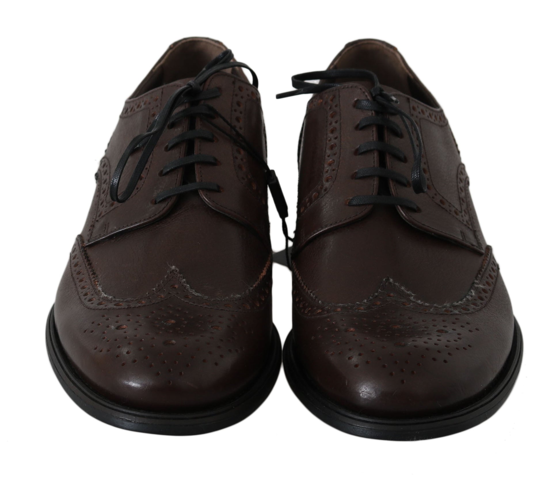 Dolce & Gabbana Brown Leather Brogue Derby Dress Shoes Dolce & Gabbana
