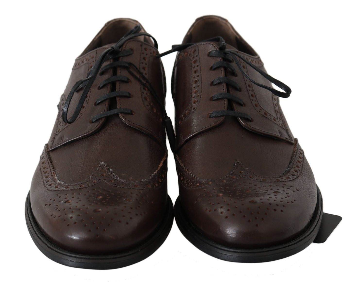 Dolce & Gabbana Brown Leather Brogue Derby Dress Shoes Dolce & Gabbana