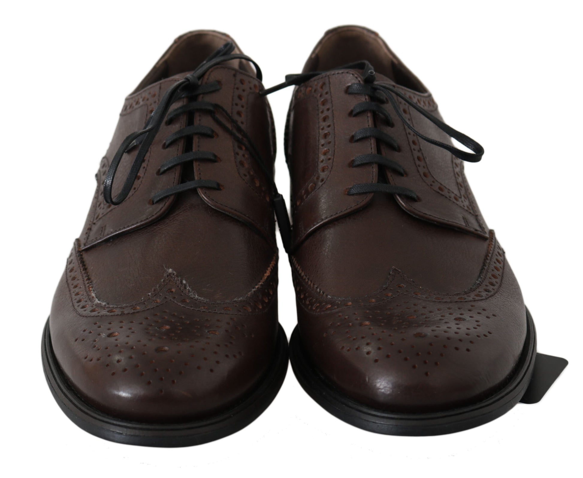 Dolce & Gabbana Brown Leather Brogue Derby Dress Shoes Dolce & Gabbana