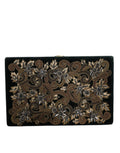 Dolce & Gabbana Black Velvet Gold Frame Clutch Evening Party Purse Bag - Eljoys Fashion 