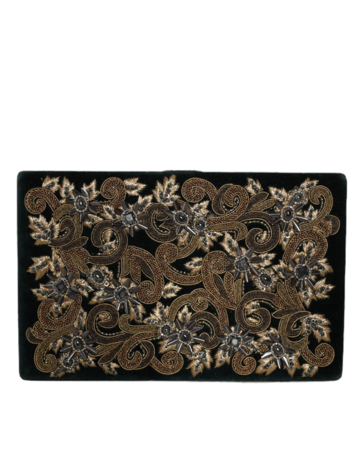 Dolce & Gabbana Black Velvet Gold Frame Clutch Evening Party Purse Bag - Eljoys Fashion 