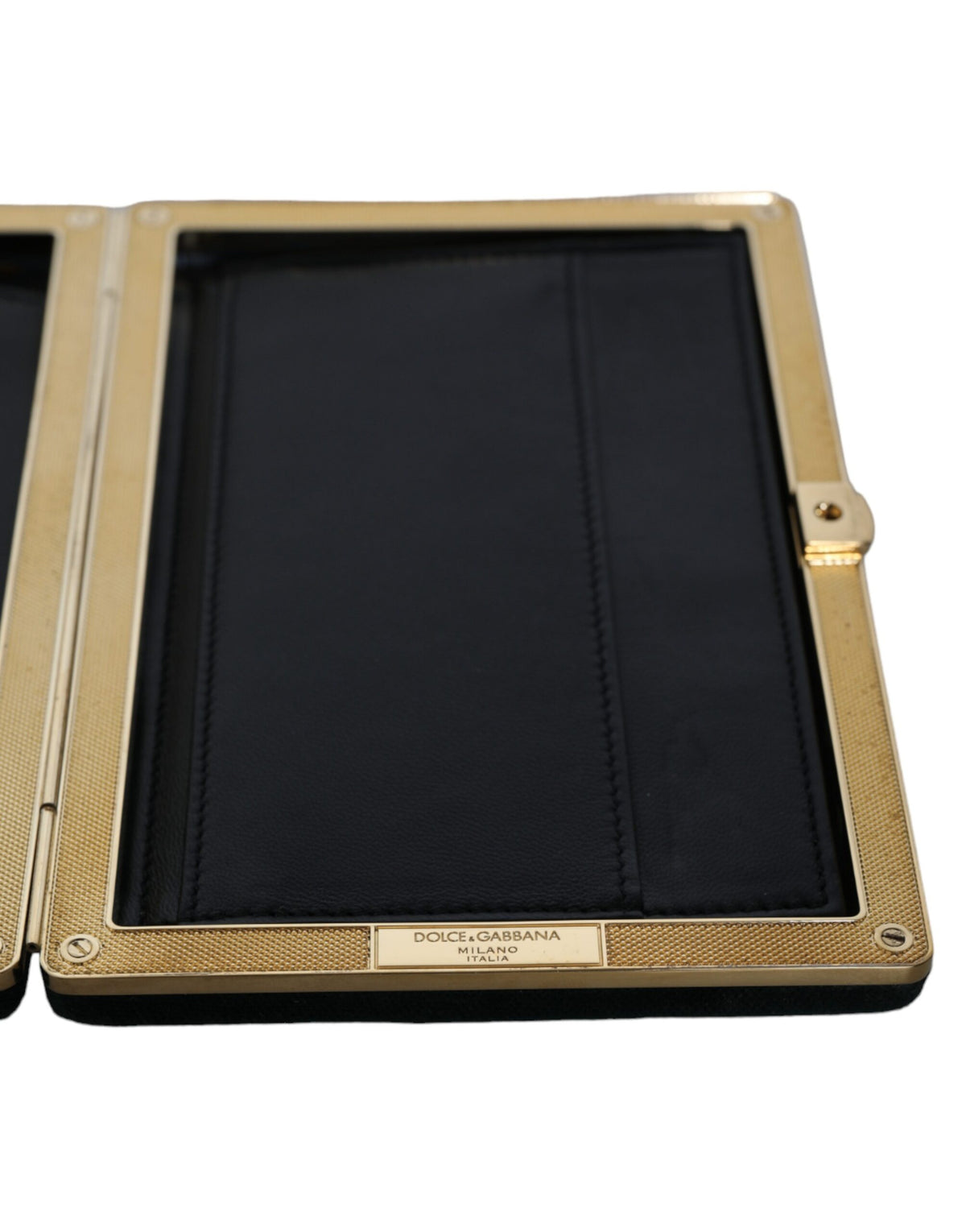 Dolce & Gabbana Black Velvet Gold Frame Clutch Evening Party Purse Bag - Eljoys Fashion 