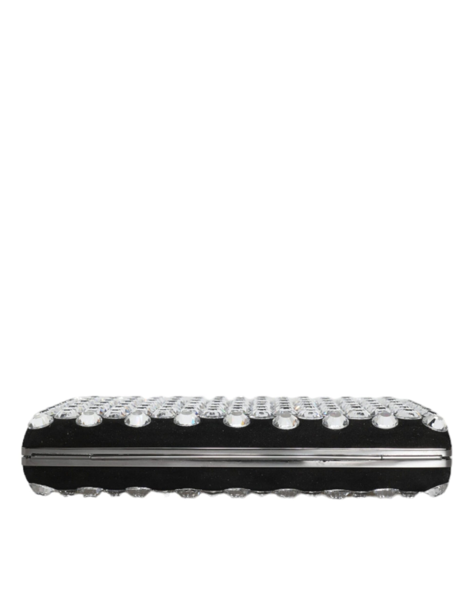 Dolce & Gabbana Black Velvet Crystal Clutch Evening Party Purse Bag Dolce & Gabbana