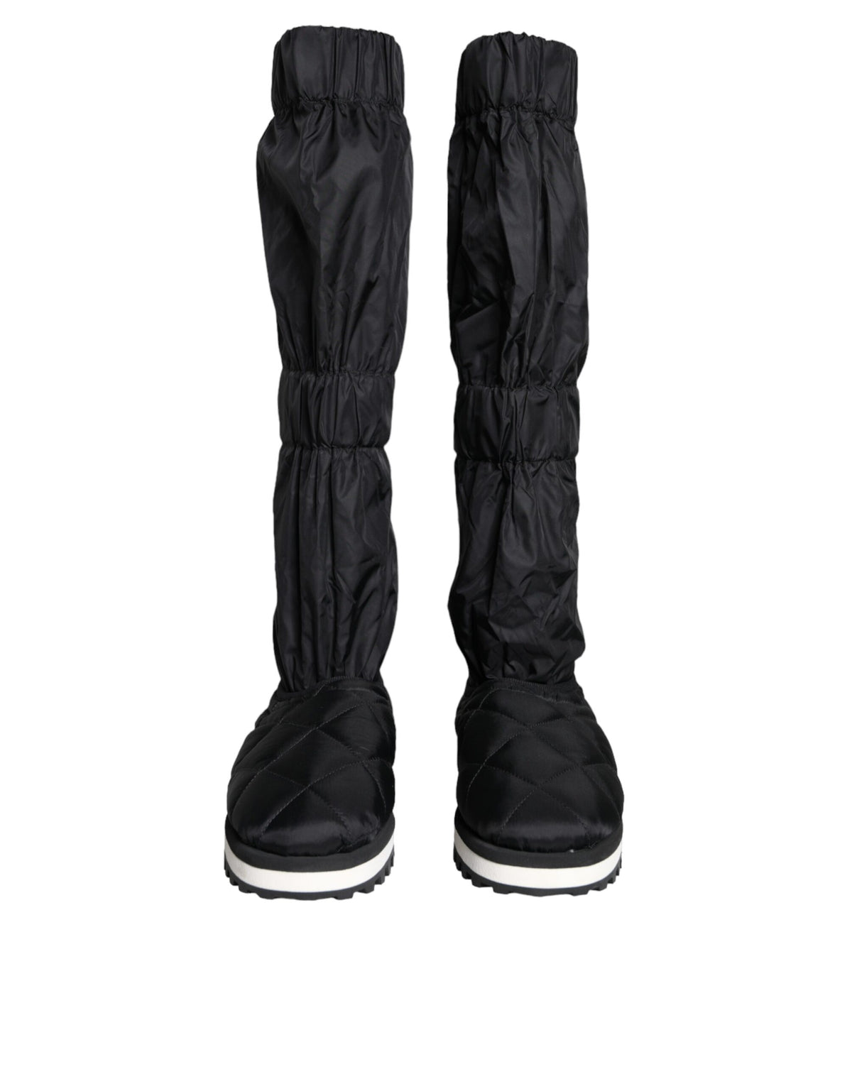 Dolce & Gabbana Black Quilted High Top Boots Sneakers Shoes - Eljoys Fashion 