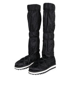 Dolce & Gabbana Black Quilted High Top Boots Sneakers Shoes - Eljoys Fashion 