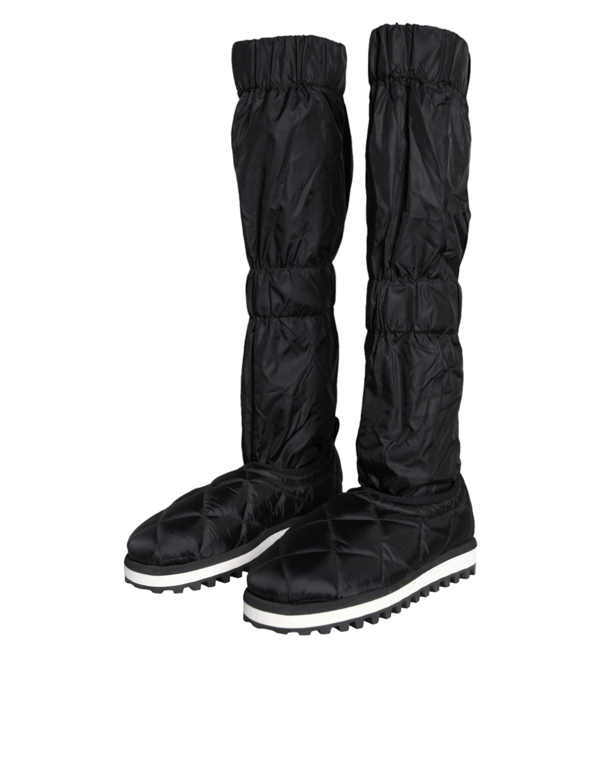 Dolce & Gabbana Black Quilted High Top Boots Sneakers Shoes - Eljoys Fashion 