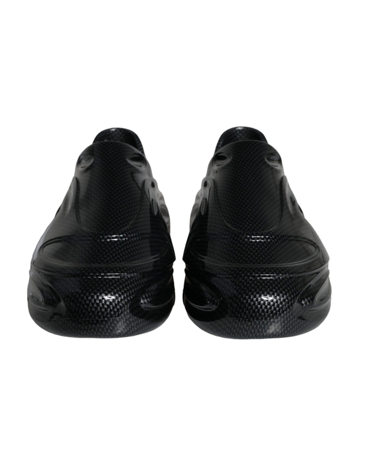 Dolce & Gabbana black foiled rubber low-top men's sneakers with sleek design and branding, ideal for casual wear.