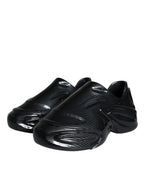 Dolce & Gabbana black foiled rubber low-top men's sneakers with stylish design and textured finish.