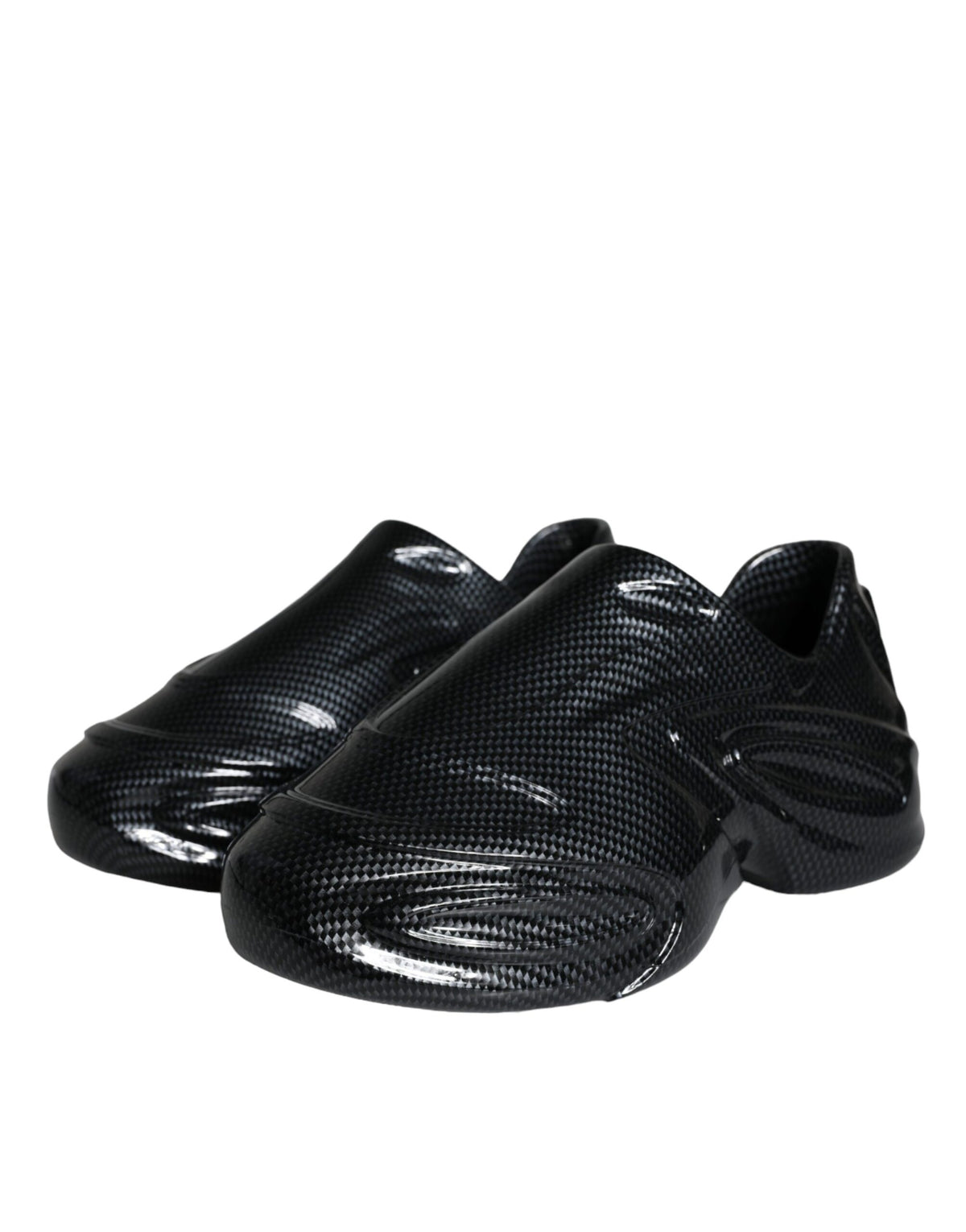 Dolce & Gabbana black foiled rubber low-top men's sneakers with stylish design and textured finish.