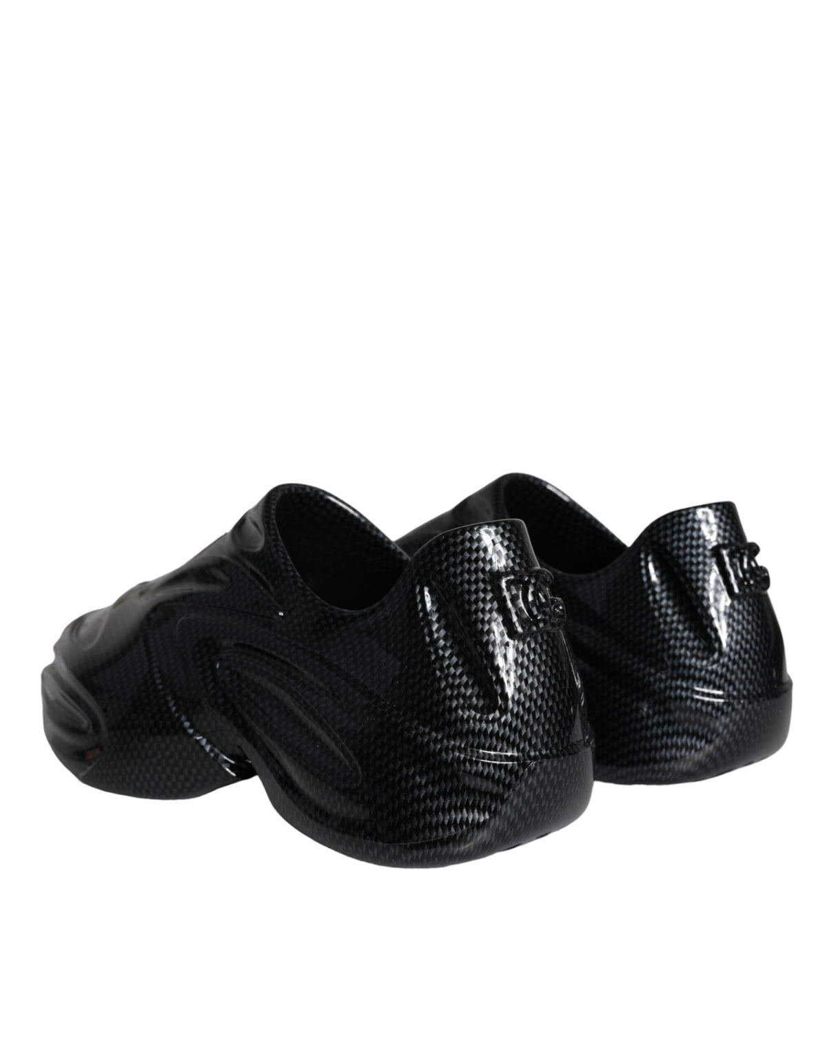 Dolce & Gabbana black foiled rubber low-top men's sneakers with sleek design and logo accents.