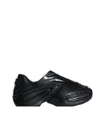Dolce & Gabbana black foiled rubber low-top men's sneakers with sleek design and rubber sole.