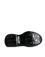 Dolce & Gabbana black foiled rubber low-top men's sneakers with stylish design and durable rubber sole.