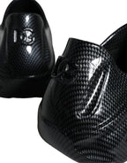 Dolce & Gabbana black foiled rubber low-top men's sneakers with sleek design and textured soles.