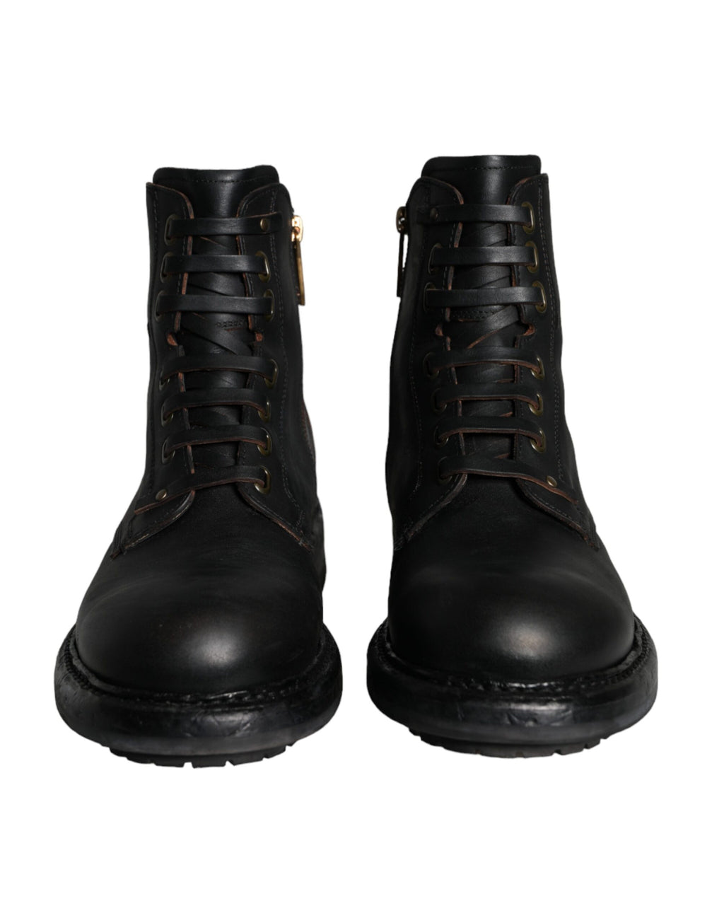 Dolce & Gabbana Black Lace Up Mid Calf Boots Men Shoes - Eljoys Fashion 