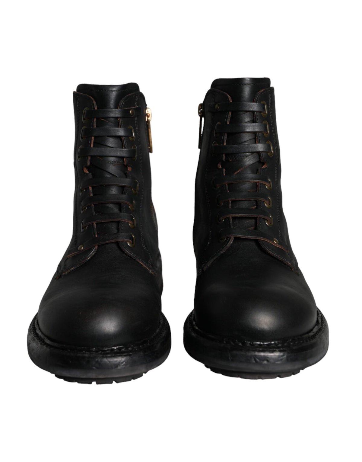 Dolce & Gabbana Black Lace Up Mid Calf Boots Men Shoes - Eljoys Fashion 