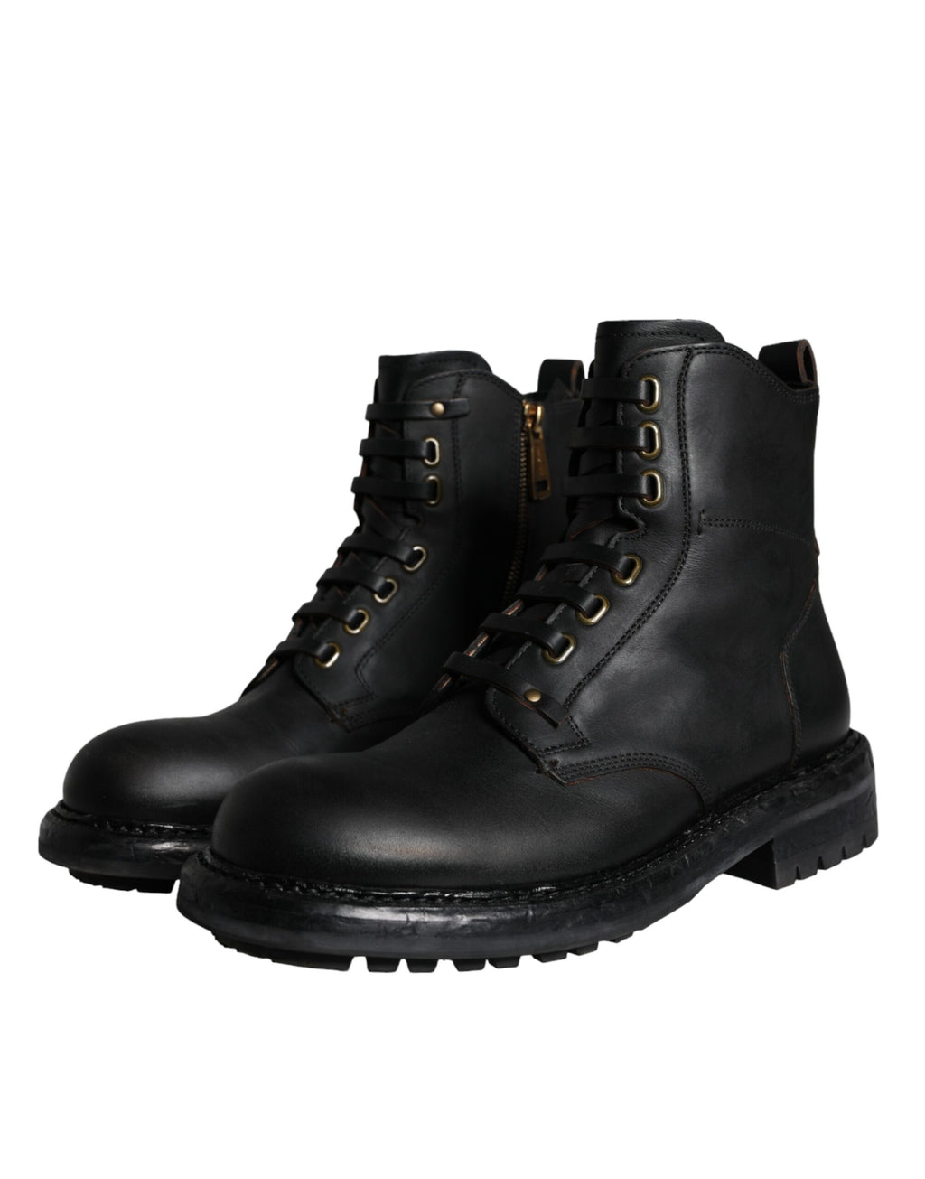Dolce & Gabbana Black Lace Up Mid Calf Boots Men Shoes - Eljoys Fashion 