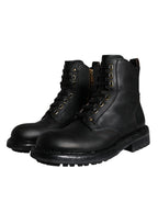 Dolce & Gabbana Black Lace Up Mid Calf Boots Men Shoes - Eljoys Fashion 