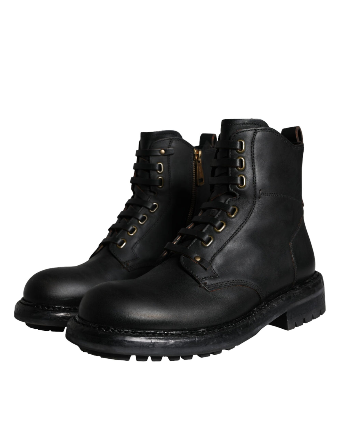 Dolce & Gabbana Black Lace Up Mid Calf Boots Men Shoes - Eljoys Fashion 
