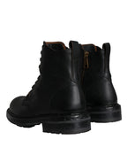 Dolce & Gabbana Black Lace Up Mid Calf Boots Men Shoes - Eljoys Fashion 