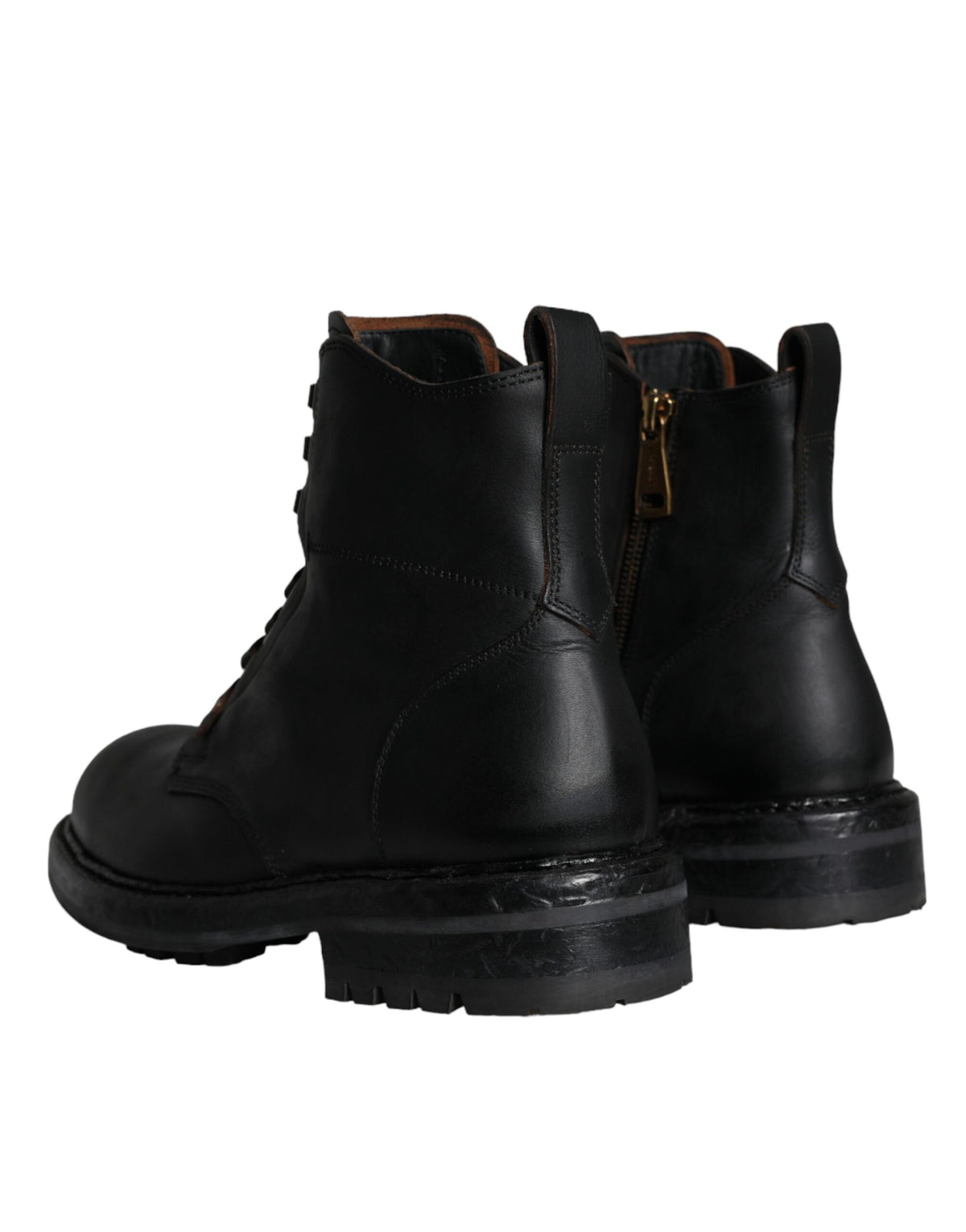 Dolce & Gabbana Black Lace Up Mid Calf Boots Men Shoes - Eljoys Fashion 