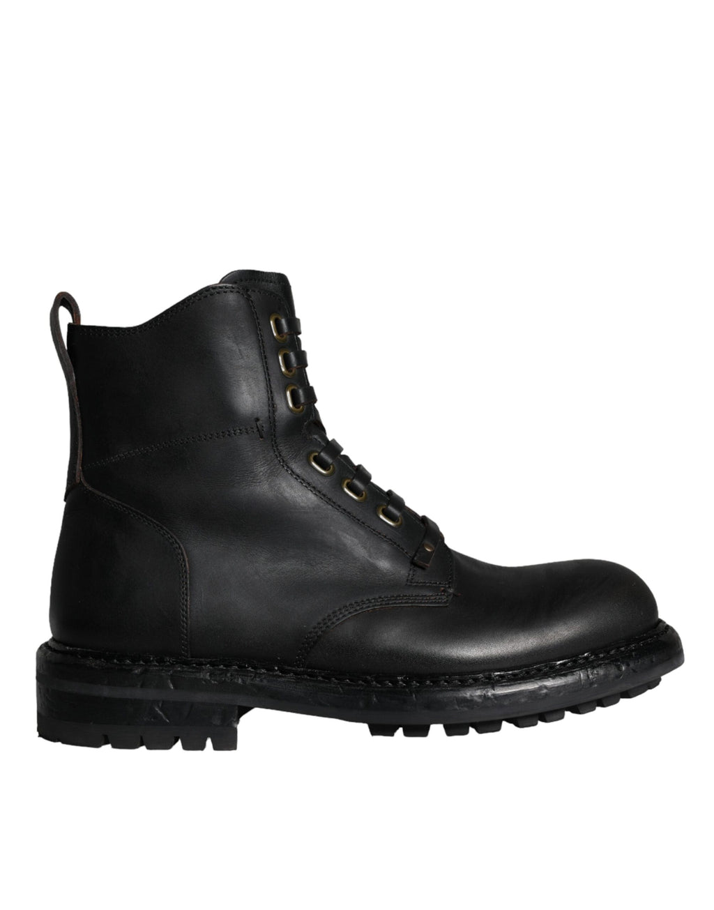 Dolce & Gabbana Black Lace Up Mid Calf Boots Men Shoes - Eljoys Fashion 