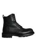 Dolce & Gabbana Black Lace Up Mid Calf Boots Men Shoes - Eljoys Fashion 