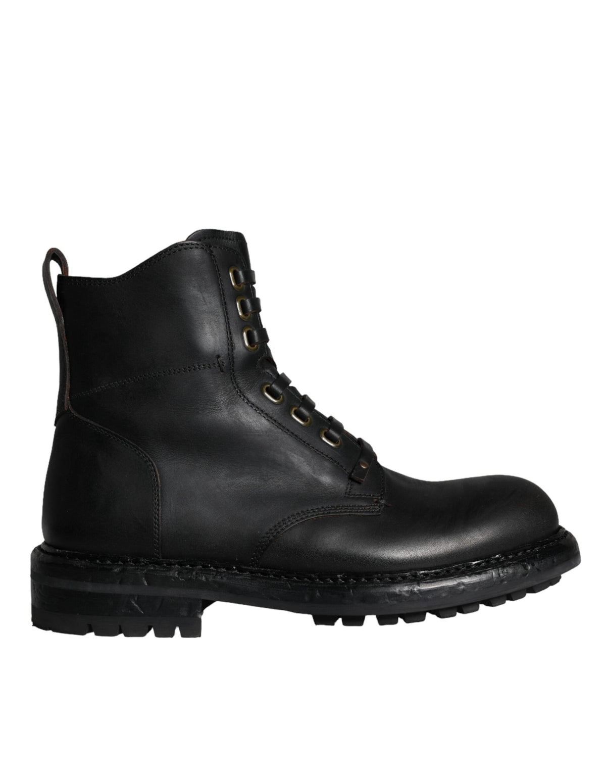 Dolce & Gabbana Black Lace Up Mid Calf Boots Men Shoes - Eljoys Fashion 