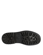 Dolce & Gabbana Black Lace Up Mid Calf Boots Men Shoes - Eljoys Fashion 