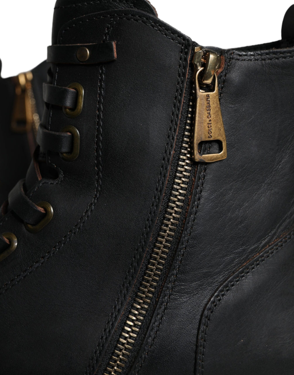 Dolce & Gabbana Black Lace Up Mid Calf Boots Men Shoes - Eljoys Fashion 