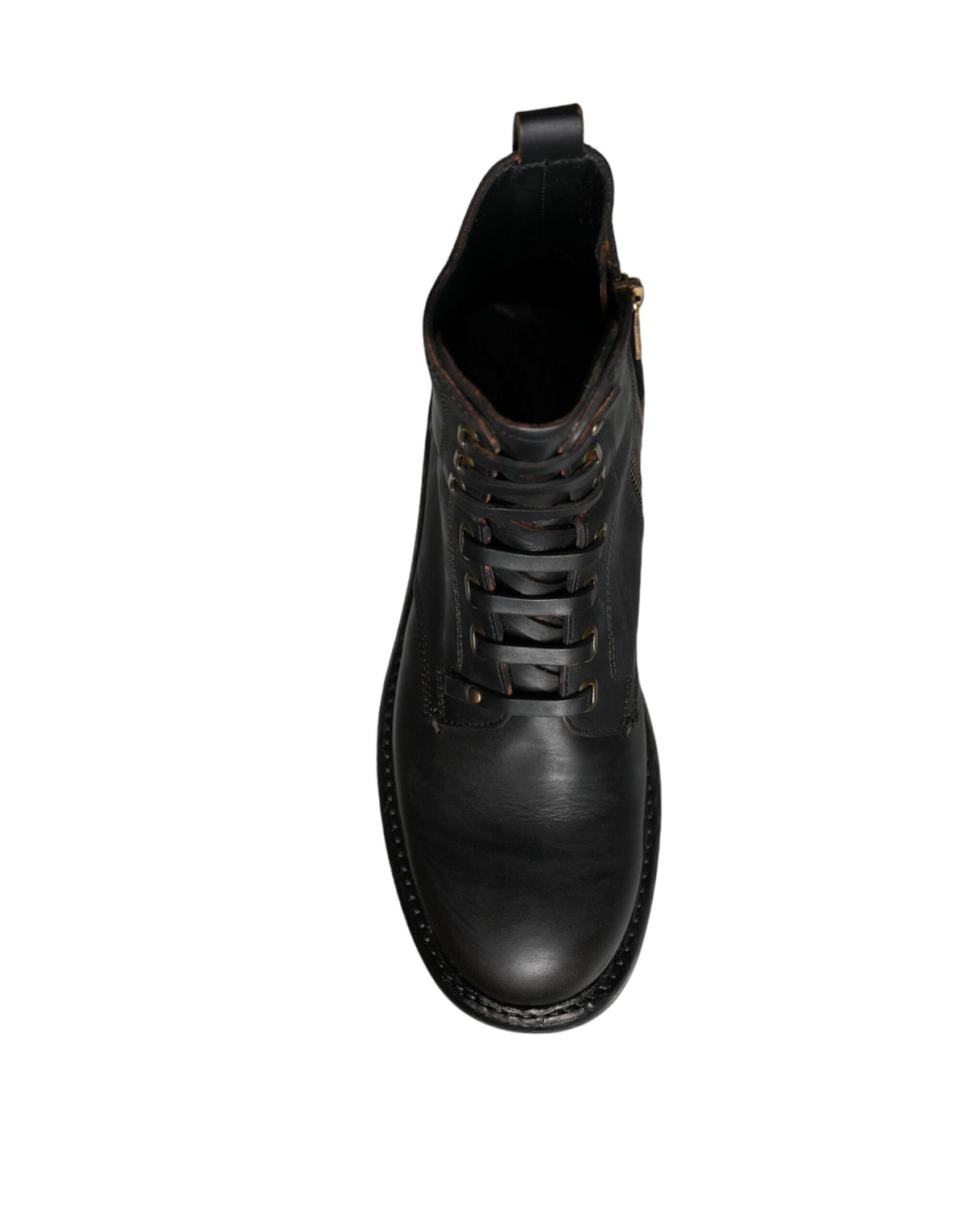 Dolce & Gabbana Black Lace Up Mid Calf Boots Men Shoes - Eljoys Fashion 