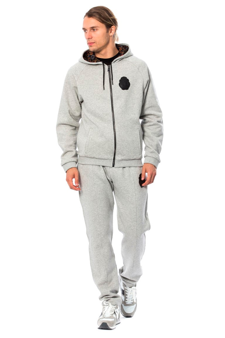 Billionaire Italian Couture Gray Cotton Hooded Sweatsuit Billionaire Italian Couture