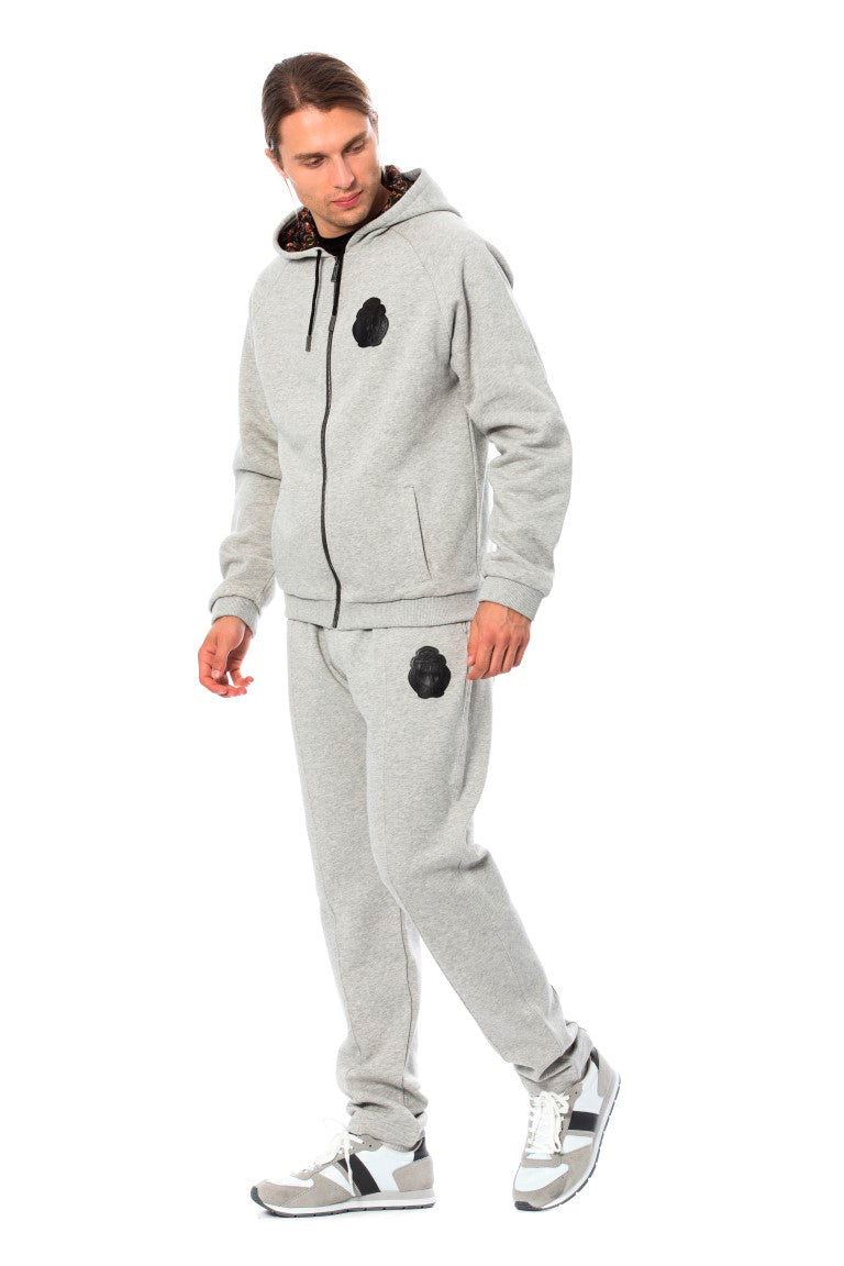 Billionaire Italian Couture Gray Cotton Hooded Sweatsuit Billionaire Italian Couture